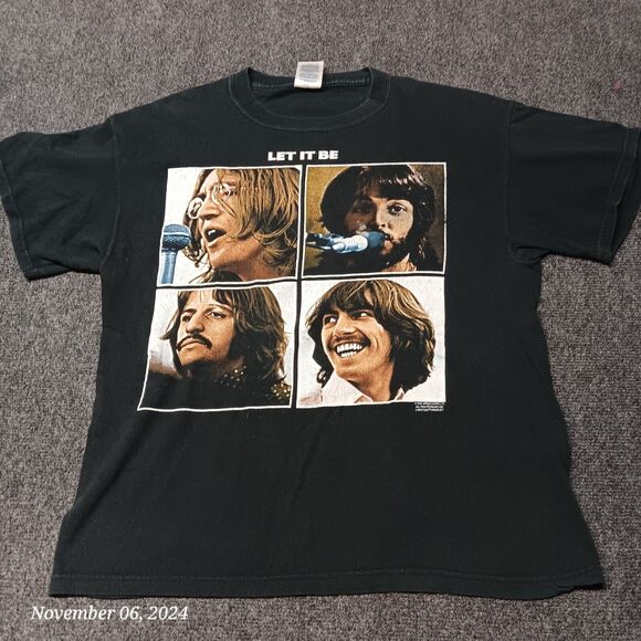 Y2K 2004 Beetles Shirt Let IT Be Crew Neck Vintage - Picture 1 of 8